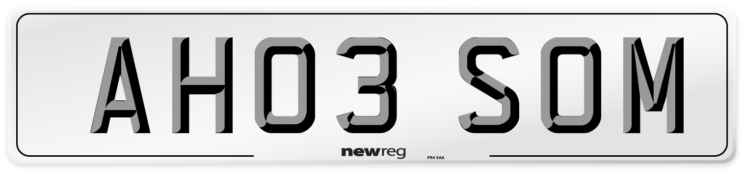 AH03 SOM Number Plate from New Reg